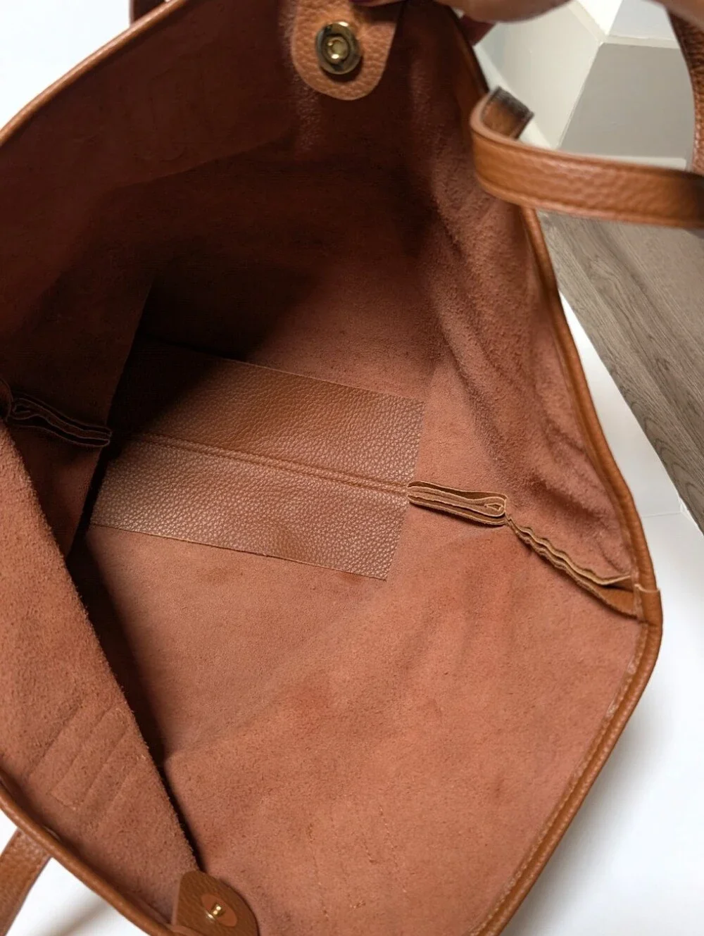 ANTHROPOLOGY Angular Pebbled Tote Classic Brown Leather Tote Shoulder Bag